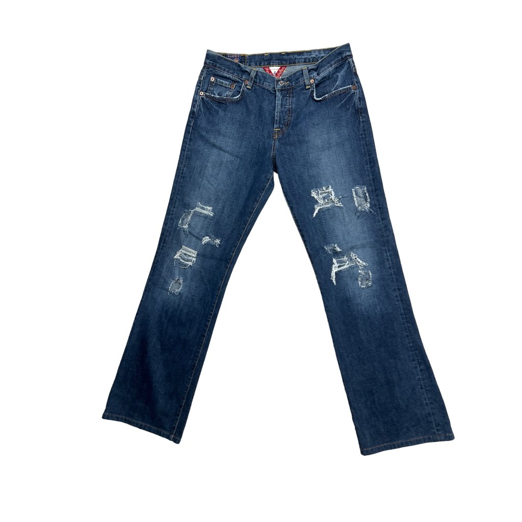 Lucky Brand Strait Cut Distressed Blue Jeans Size 6/28